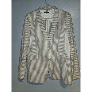 Tommy Hilfiger Womens Cotton Linen Striped Blazer Jacket  size 16 NWOT